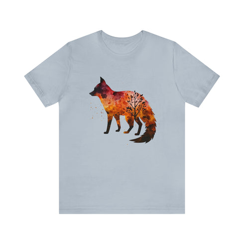 Autumn Fox Silhouette - Short Sleeve Tee Light Blue